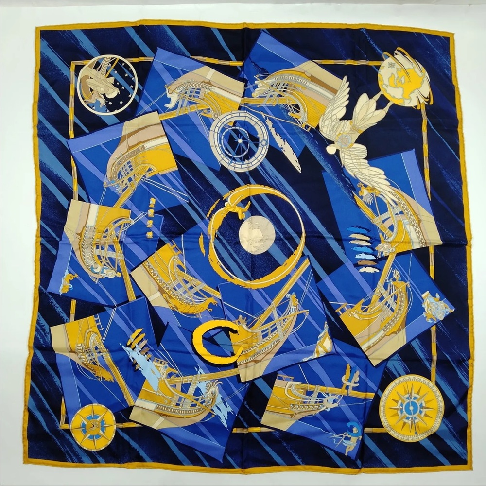 Hermes Scarf Satin Blue